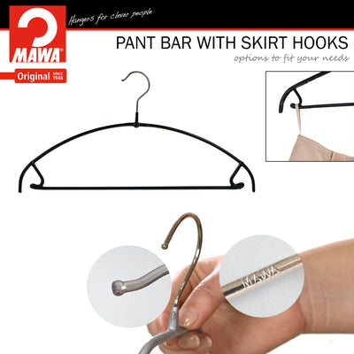Euro Space-Saving Shirt with Pant Bar & Skirt Hook Hanger, 42-PTU, Black