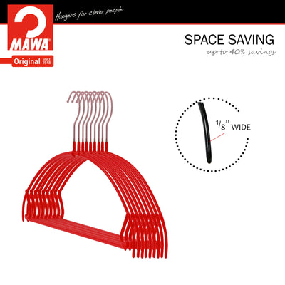 Euro Space-Saving Shirt with Pant Bar & Skirt Hook Hanger, 42-PTU, New Red