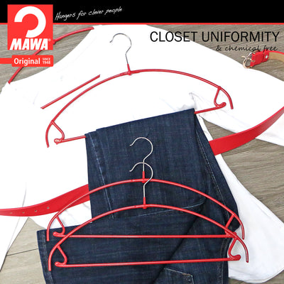 Euro Space-Saving Shirt with Pant Bar & Skirt Hook Hanger, 42-PTU, New Red