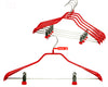 BodyForm Series -  Steel Coated Hanger with Shoulder Support & Adjustable Clips, Model 42-LK, Red