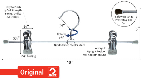 Pant, Skirt Hanger with Grip Coated Clips, K40D, Silver